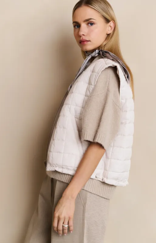 Yaya Omkeerbare gewatteerde bodywarmer met rits Beige