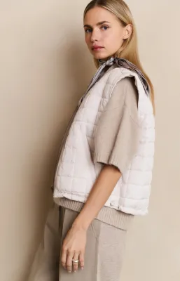 Yaya Omkeerbare gewatteerde bodywarmer met rits Beige