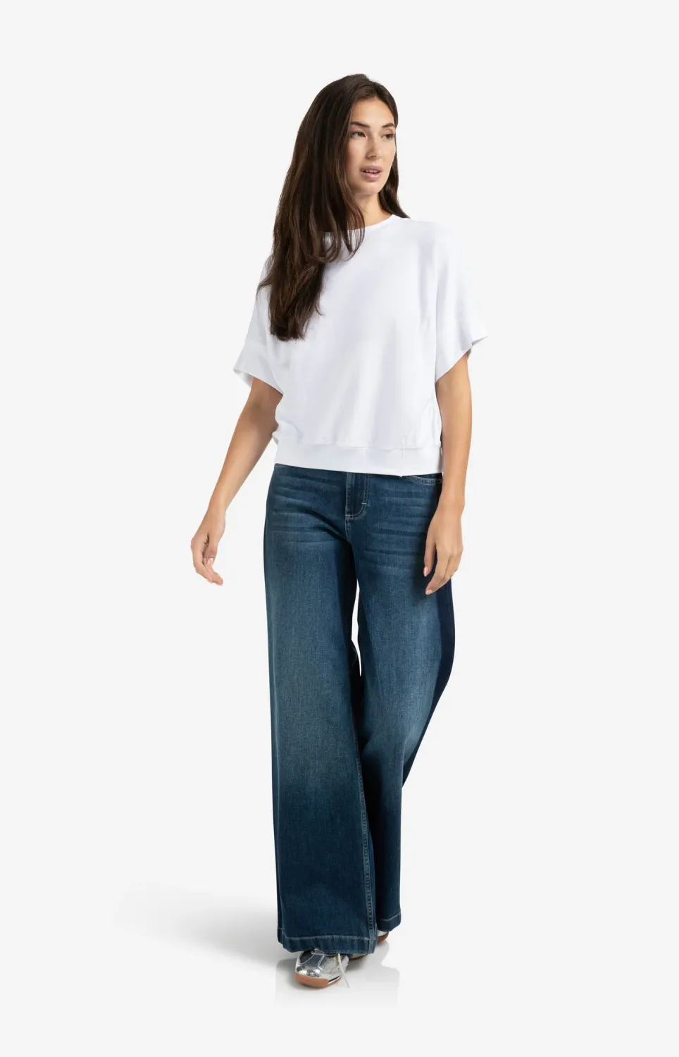 Yaya Geribde jersey top met korte mouwen wit