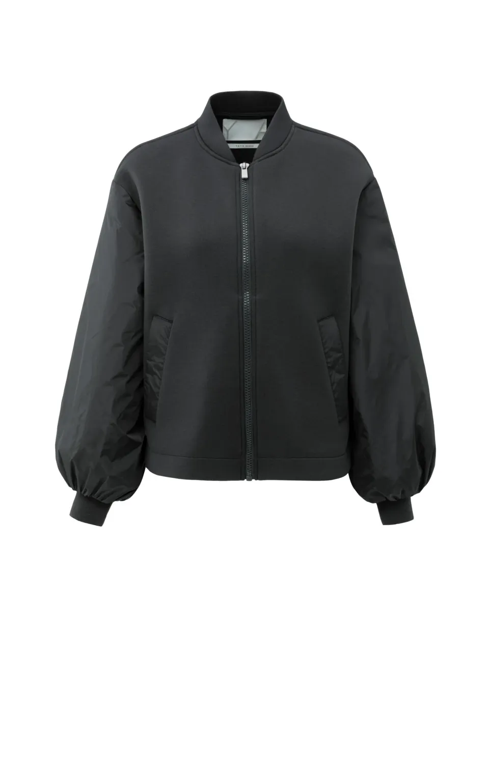 Yaya Fleece bomberjack met nylon mouwen zwart