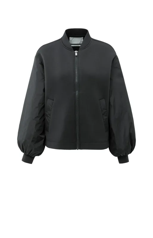 Yaya Fleece bomberjack met nylon mouwen zwart