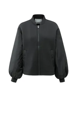 Yaya Fleece bomberjack met nylon mouwen zwart