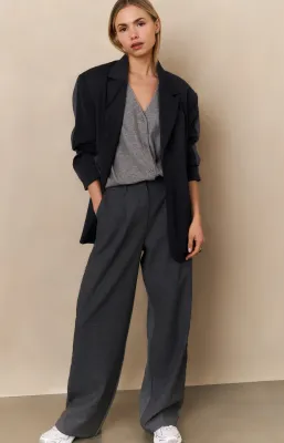 Yaya Losvallende blazer met bomberdetails grijs/zwart