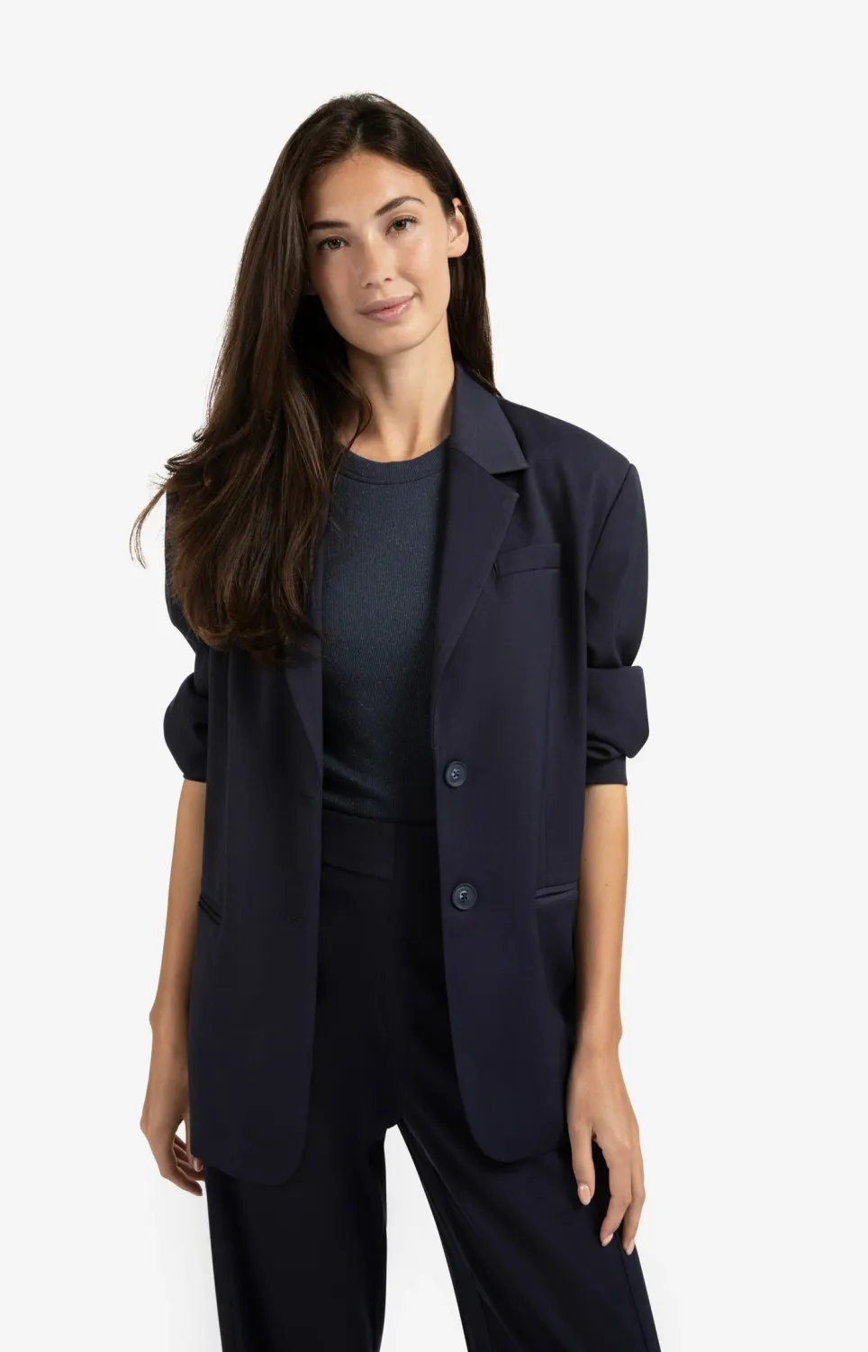 Yaya Losvallende blazer met bomberdetails blauw