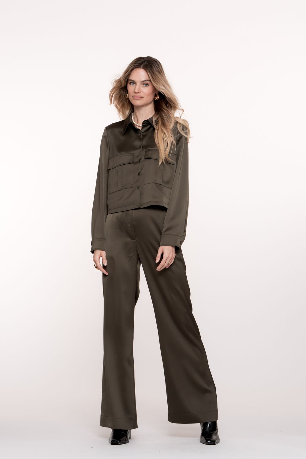 Geisha Pants shiny Groen
