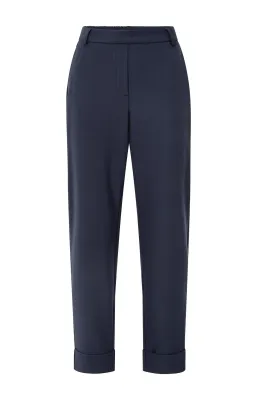 YaYa Broek met omgeslagen zoom Blauw
