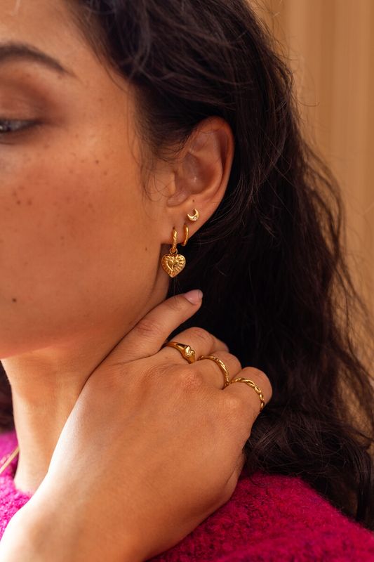 My Jewellery Earring hoops striped heart Goud
