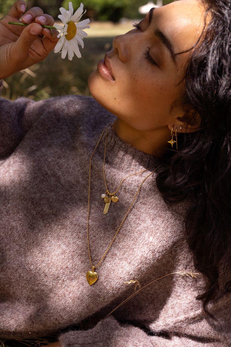 My Jewellery Necklace dots locket heart Goud
