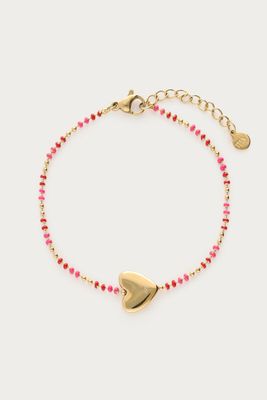 My Jewellery Bracelet red beads heart Goud