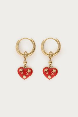 My Jewellery Earrings hoops red heart Goud