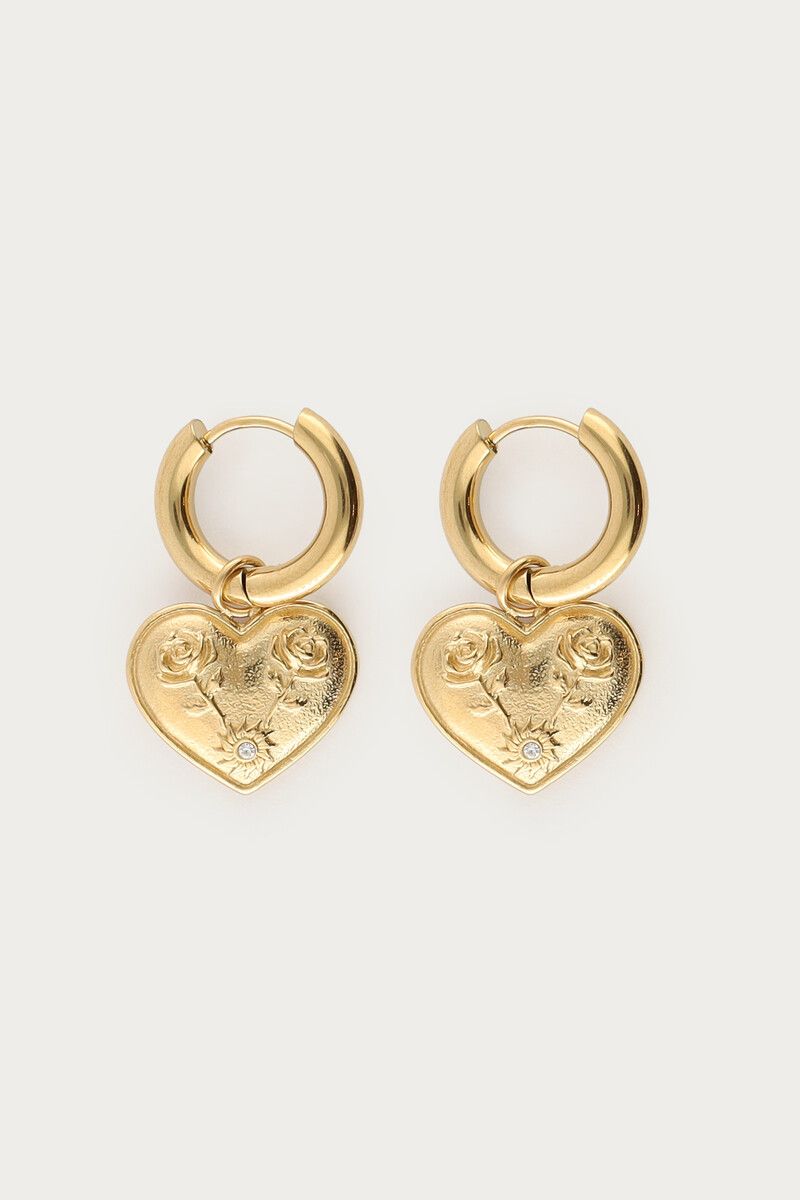 My Jewellery Earring hoops heart roses Goud