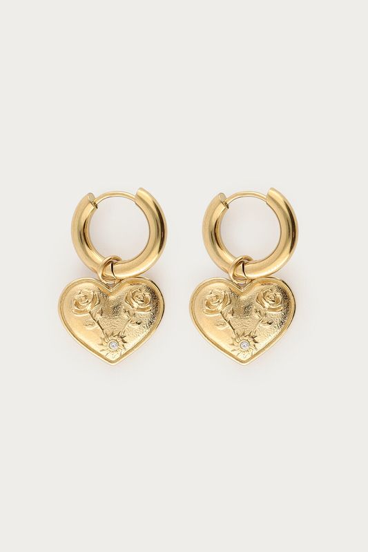 My Jewellery Earring hoops heart roses Goud