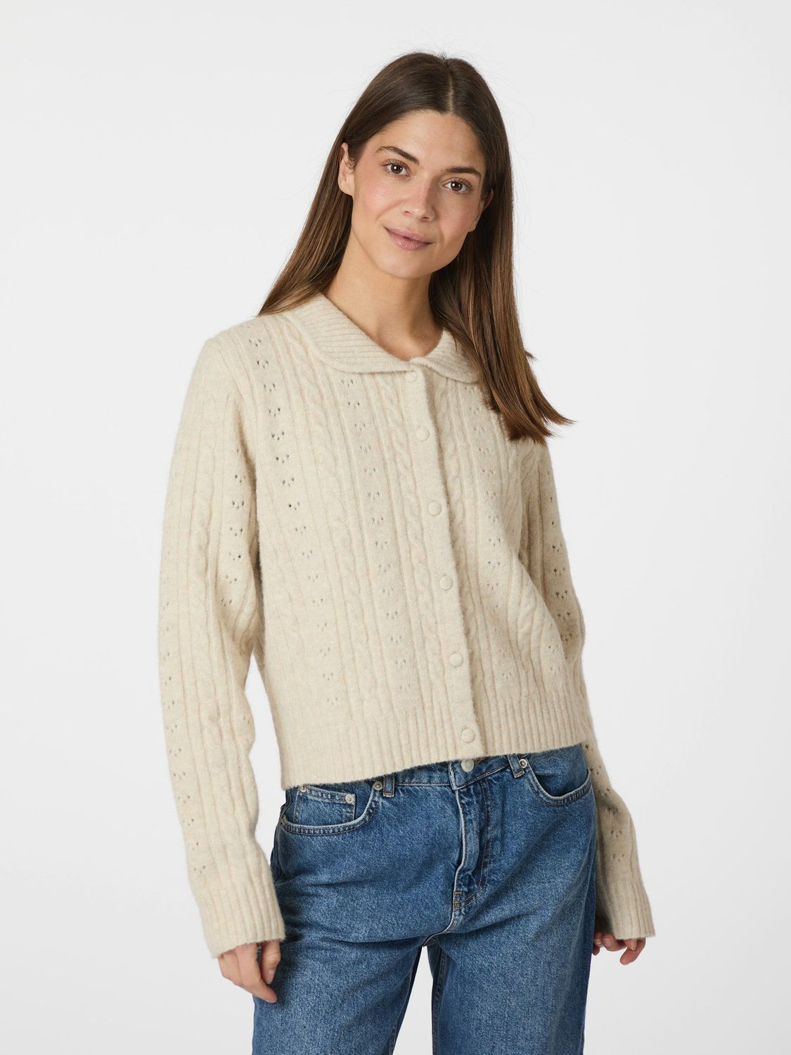 Neo Noir Emelie Knit Cardigan Ecru