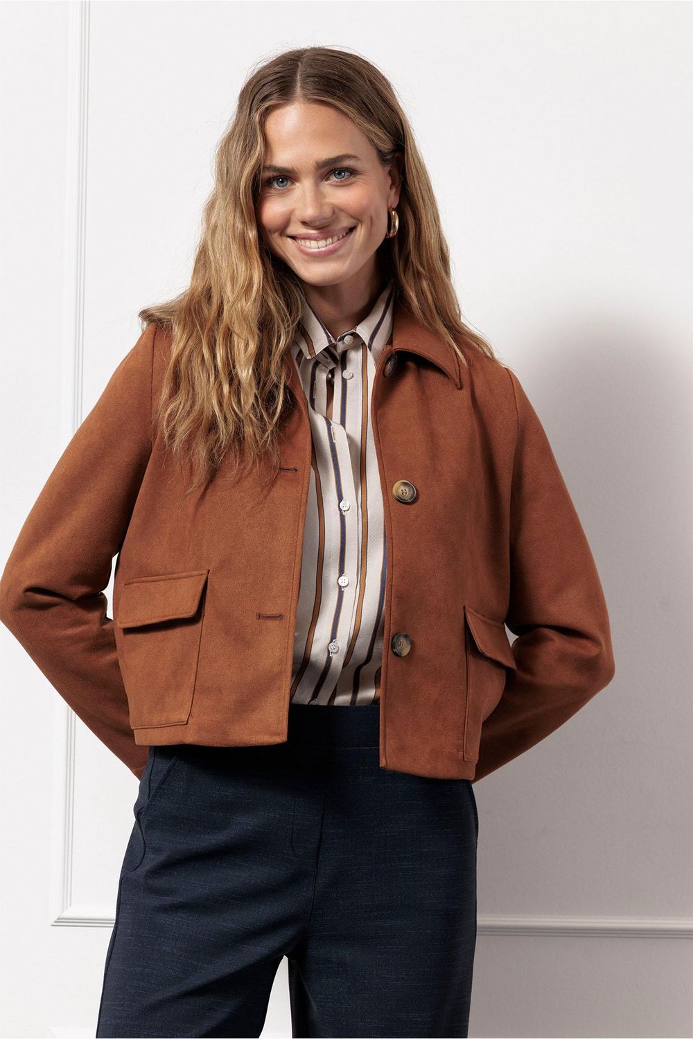 Studio Anneloes Lennon suedine jacket Bruin