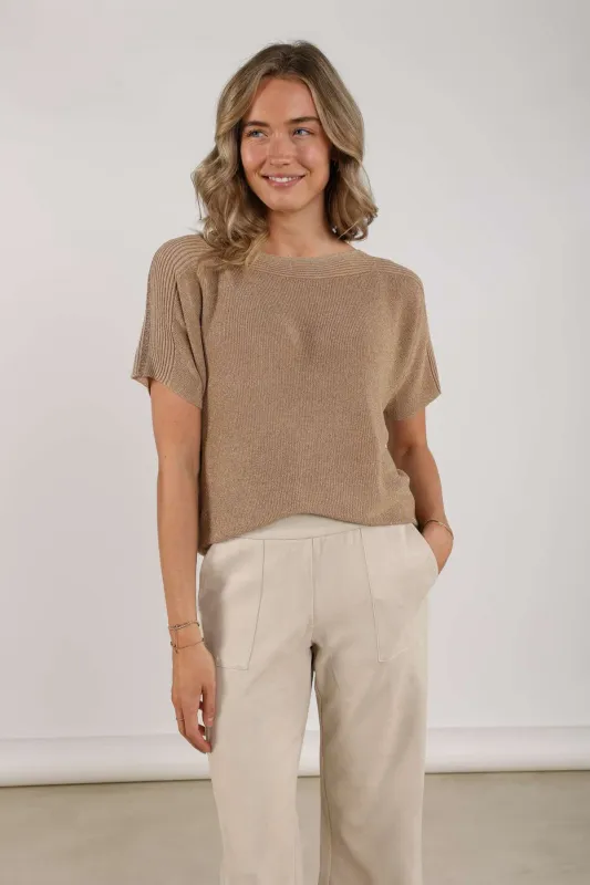 Nukus Merla Top Lurex Bruin