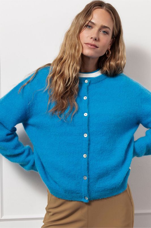Studio Anneloes Bibi mohair cardigan Blauw