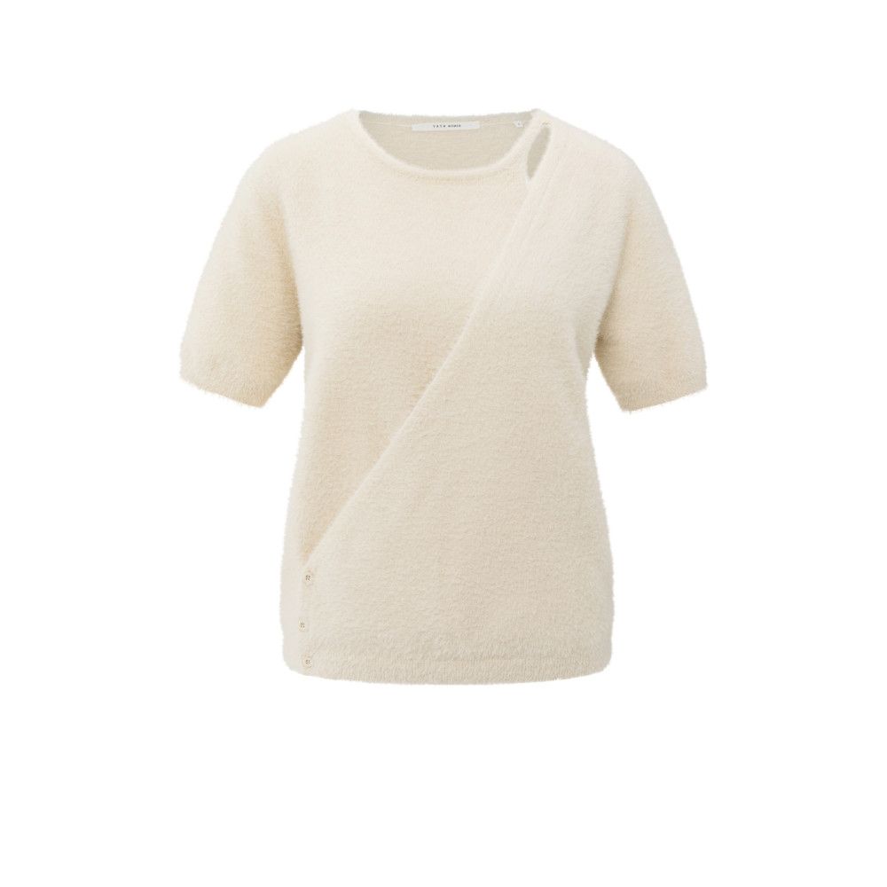 YaYa Fluffy trui met overslagdetail Wit