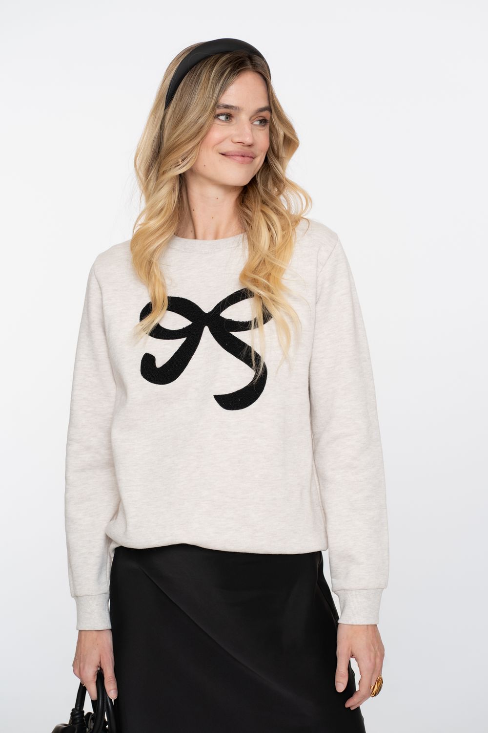 Geisha Sweater met strik beige