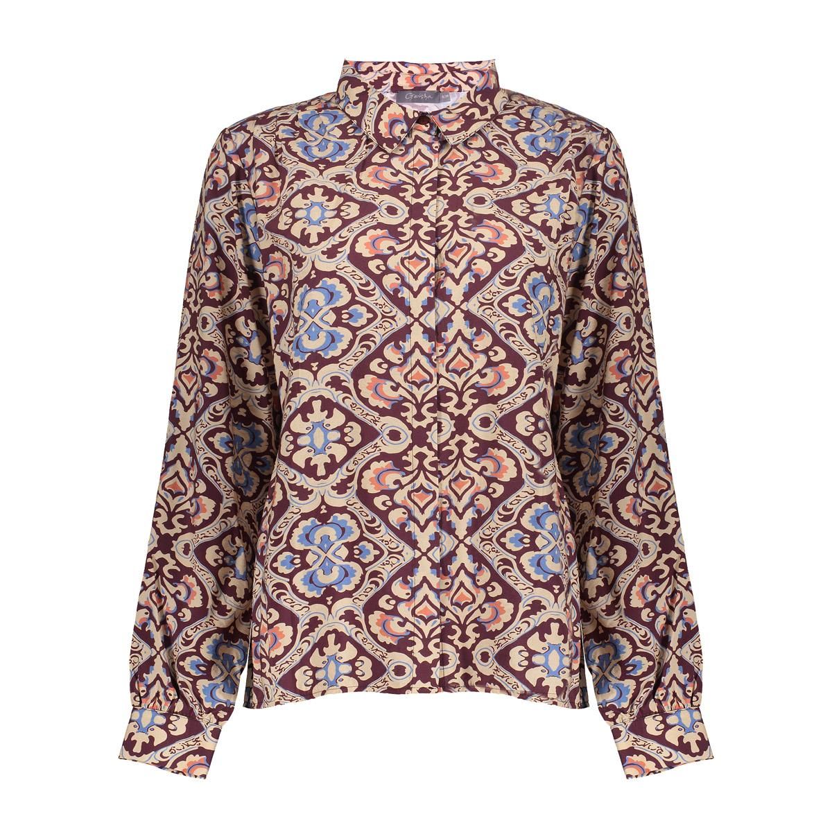 Geisha Blouse print burgundy/blue