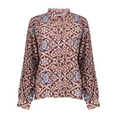 Geisha Blouse print burgundy/blue