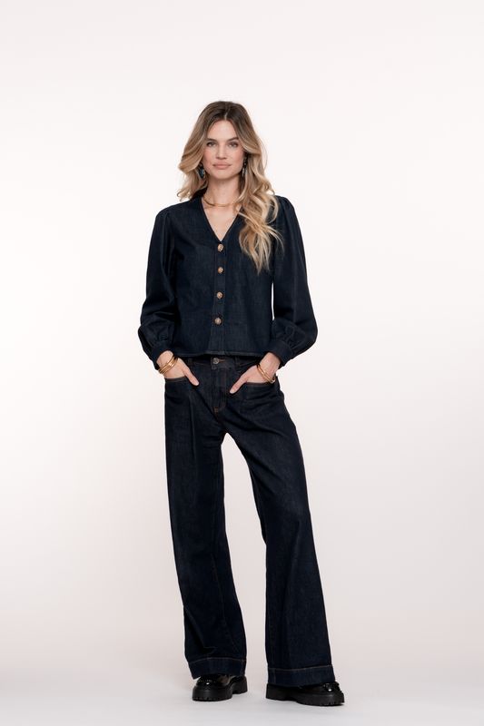 Geisha Jeans flair donkerblauw