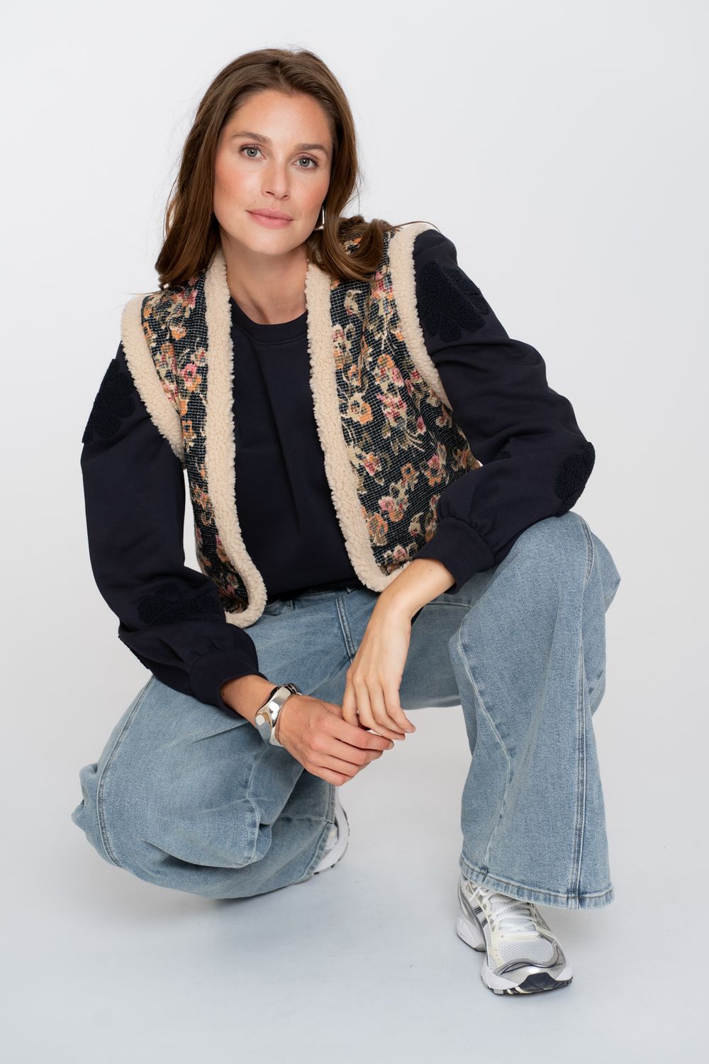 Geisha Gilet print Zwart