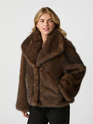 Neo Noir Stephanie Faux Fur Jacket Bruin