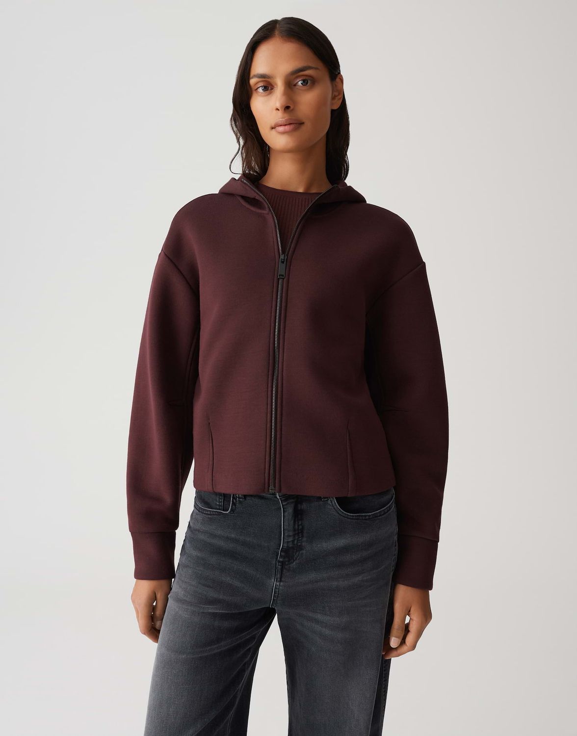 Opus vest Gulnora metcapuchon en rits Bordeaux