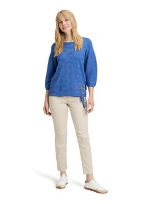 So Cosy trui  print tekst blauw met koord detail