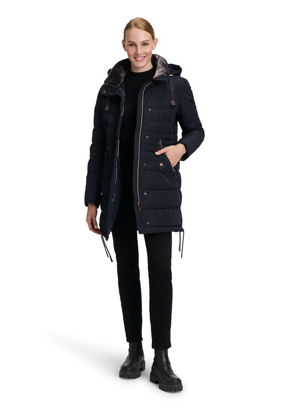 Gil Bret lange jas met taille donker blauw