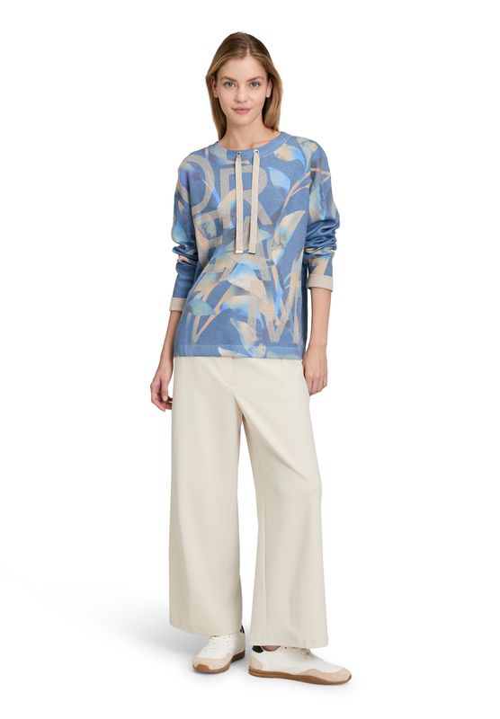 So Cosy trui met koorddetails blauw/camel