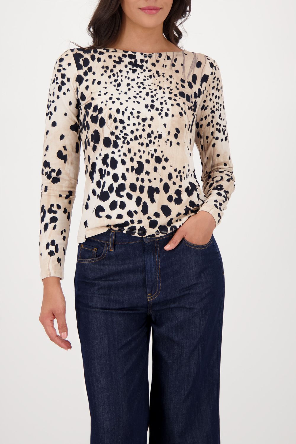 Monari Pullover cashmere gemustert Ecru