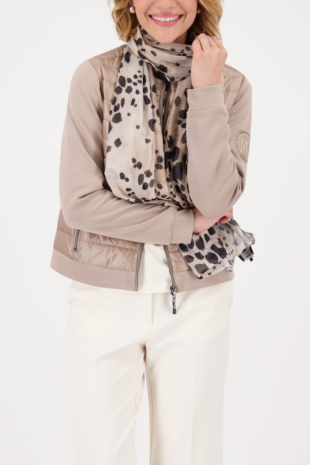 Monari Schal cashmere gemustert Ecru