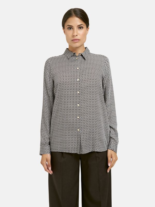 Milano Italy  shirt blouse 1/1 sleeve mocca print