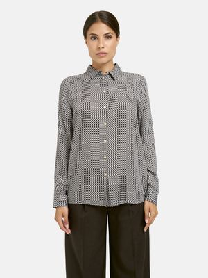 Milano Italy  shirt blouse 1/1 sleeve mocca print