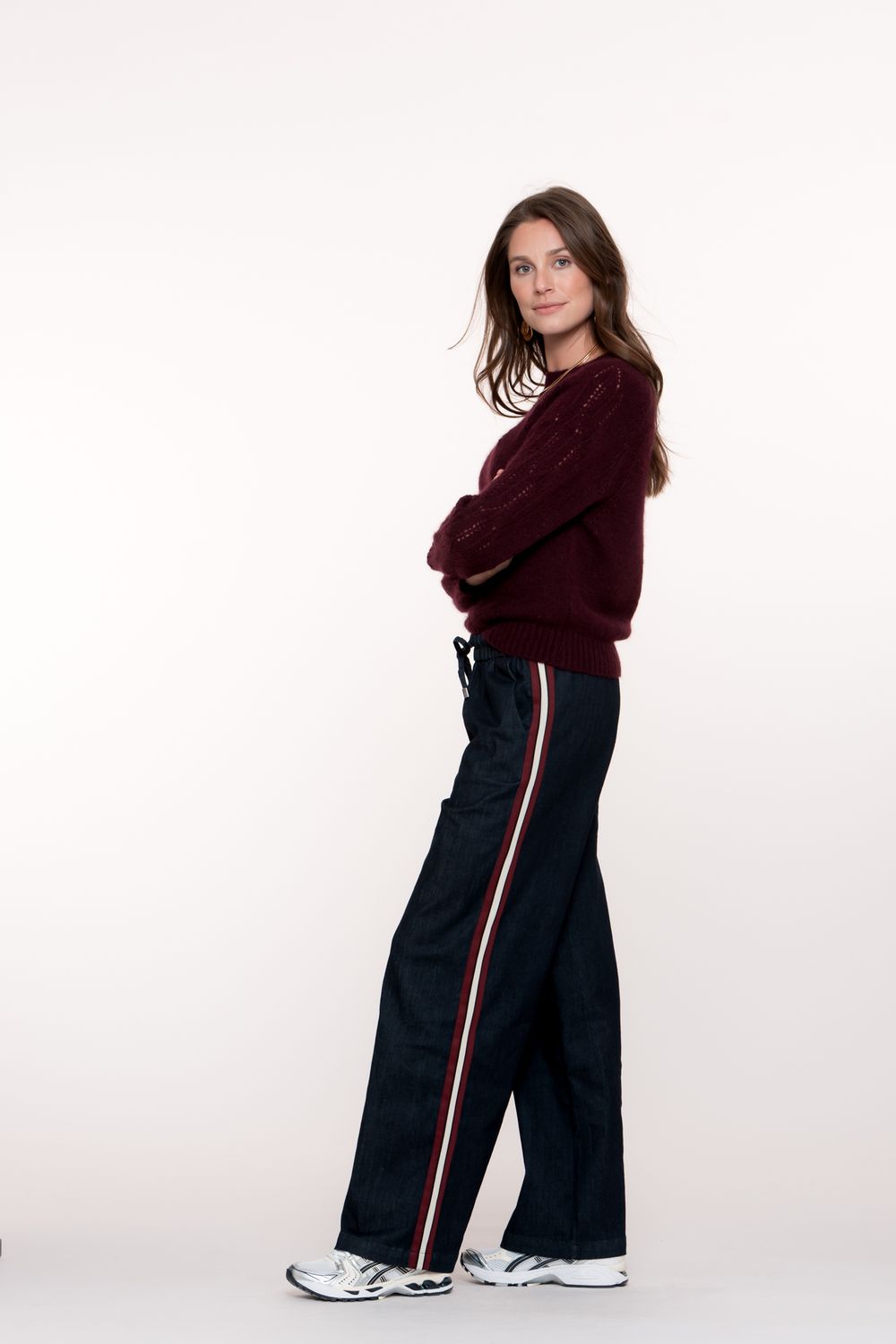 Geisha Jeans met rood/witte bies