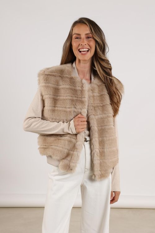 Nukus Billy Gilet Stripe Beige