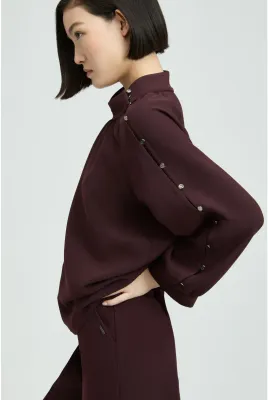Xandres Haura Blouse met knoopdetail aan mouw  bordeaux