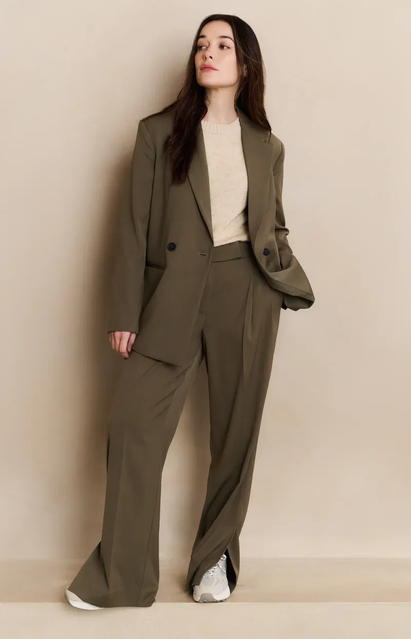 YaYa Geweven broek met zakdetail Groen