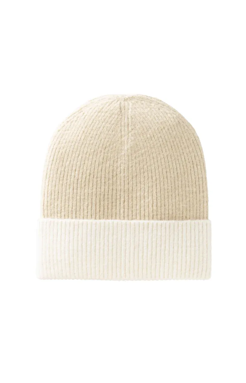 YaYa Gebreide muts in twee kleuren Beige 03-300016-509