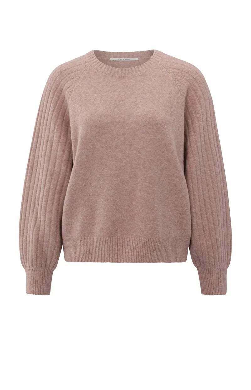 YaYa Trui met ribgebreide mouwen Roze
