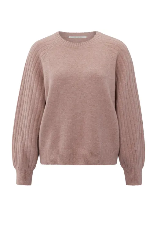 YaYa Trui met ribgebreide mouwen Roze