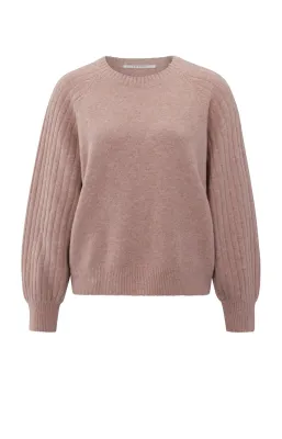 YaYa Trui met ribgebreide mouwen Roze