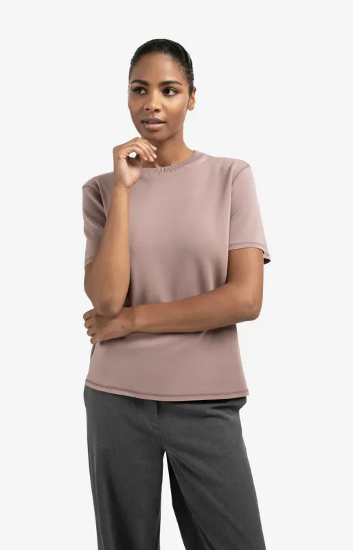 YaYa T-shirt met ribkraag Roze
