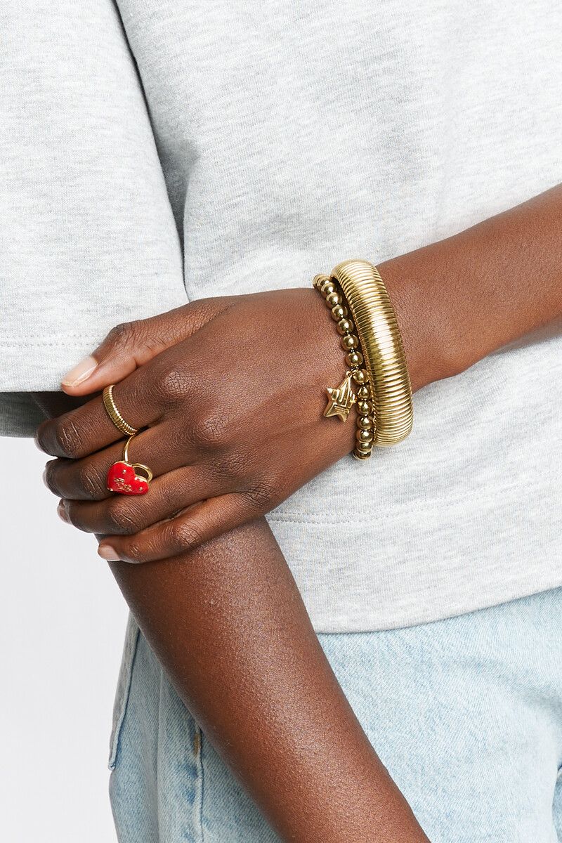 My Jewellery Bracelet steel beads with star Goud