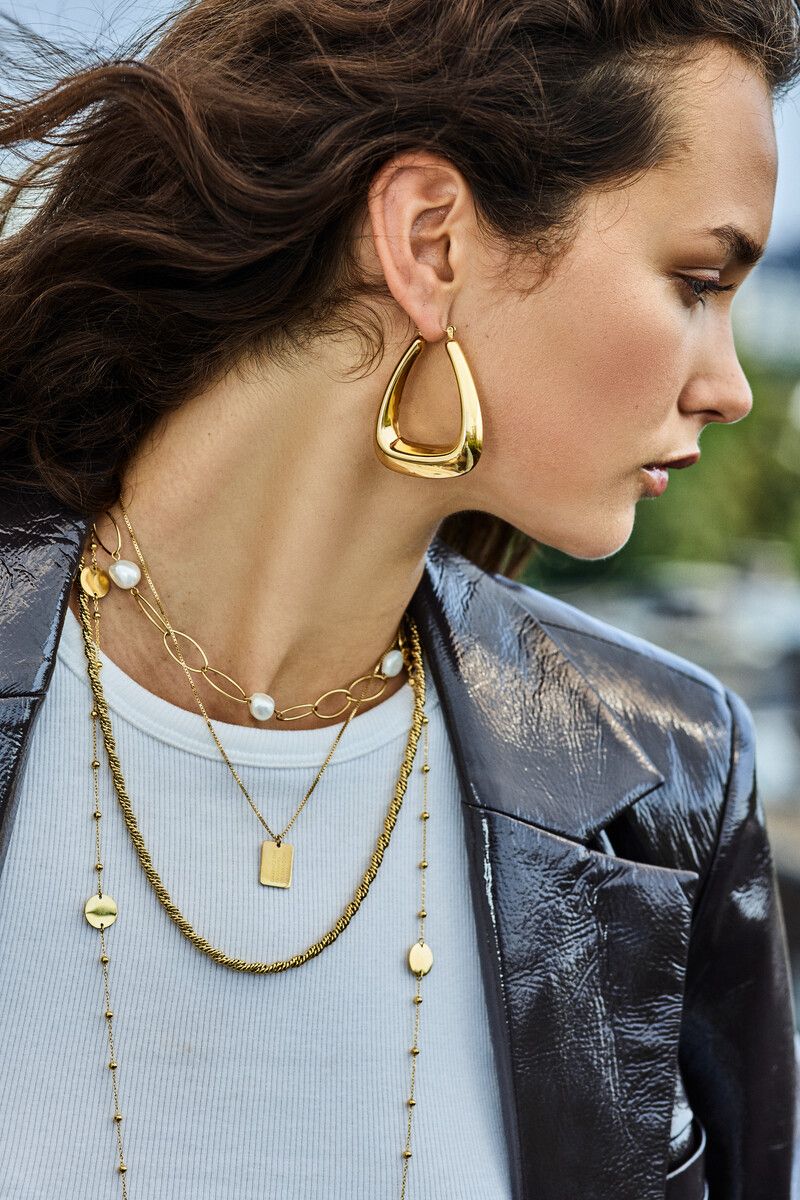 My Jewellery Necklace short big chain pearl Goud