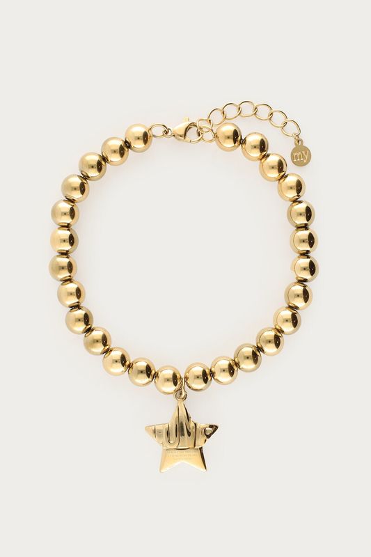 My Jewellery Bracelet steel beads with star Goud