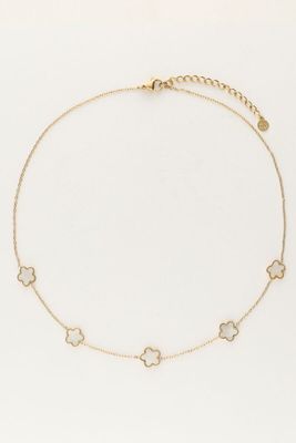My Jewellery Necklace 5 flowers pearl Goud