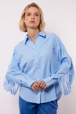Fluresk Marelia blouse Blauw met franjes
