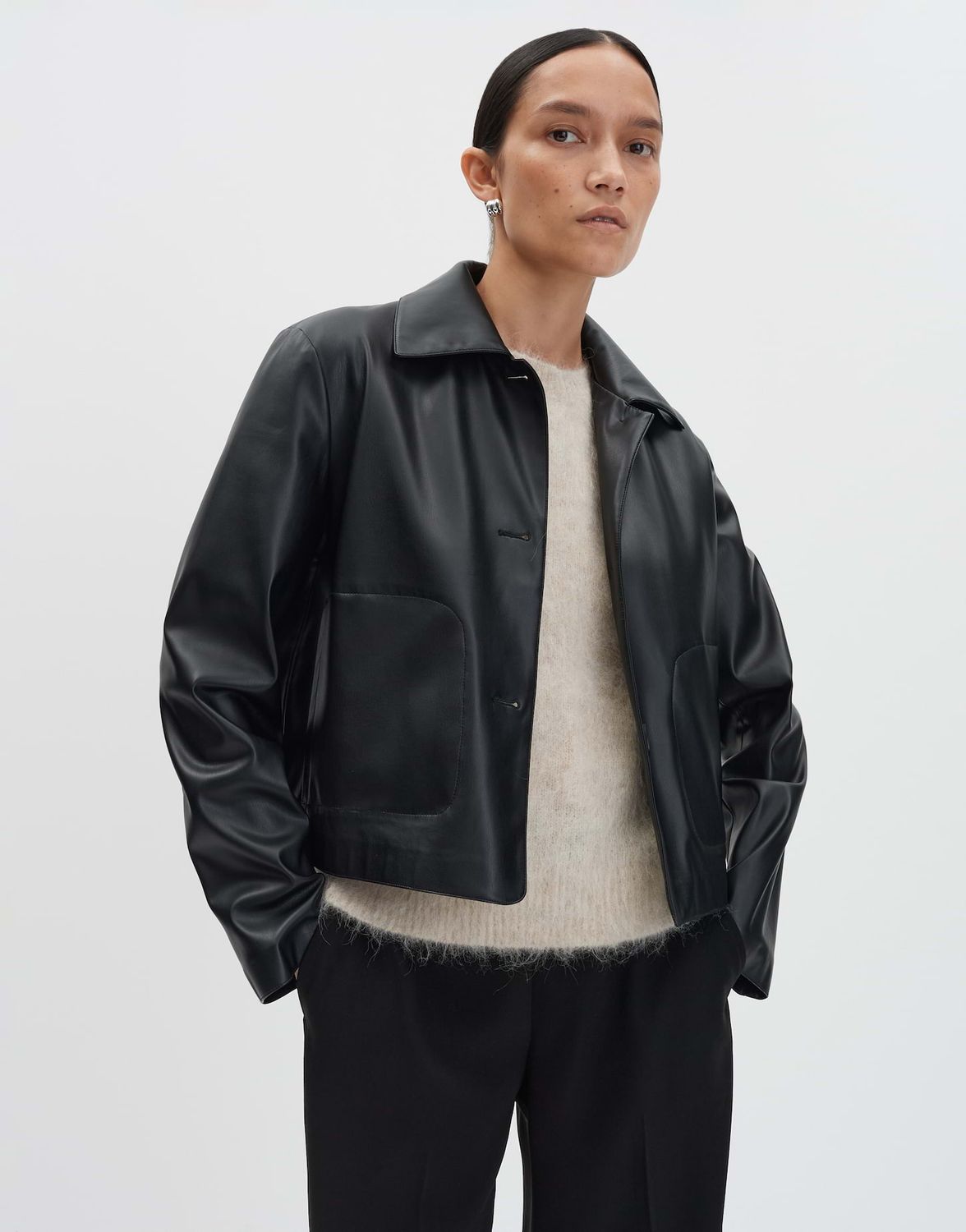 Someday pu leather blazer Neather Zwart